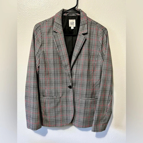 GAP Classic Checked Plaid Blazer - Size 4 - Picture 2 of 5